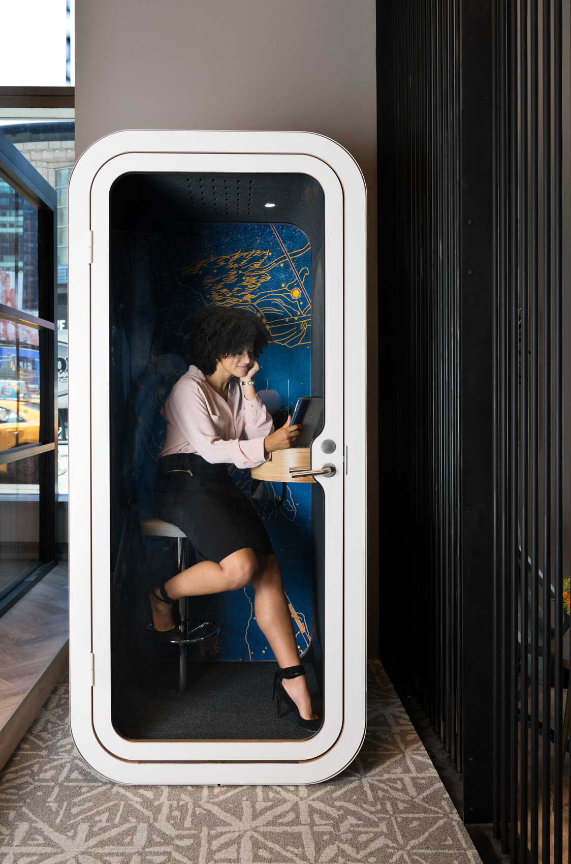 NYC, Chicago, and Boston Hospitality Photographer - Sheraton Girl In Phone Booth